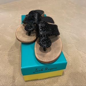 Jack Rodgers Jacks Flat Sandal in Black